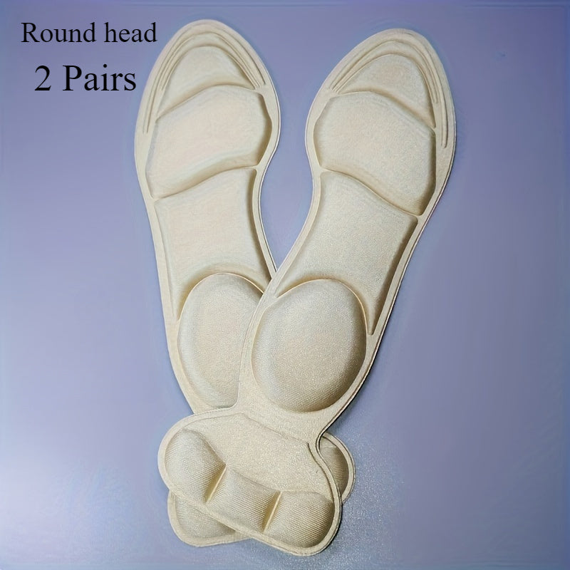 [Memory Foam Insoles] 4pcs Memory Foam Insoles | Breathable, Non-Slip, Ergonomic Design for All-Day Comfort, Comfort Footwear | Ergonomic Insoles | Memory Foam Insoles for High Heels, Flat Shoes & Boots - Black & Beige