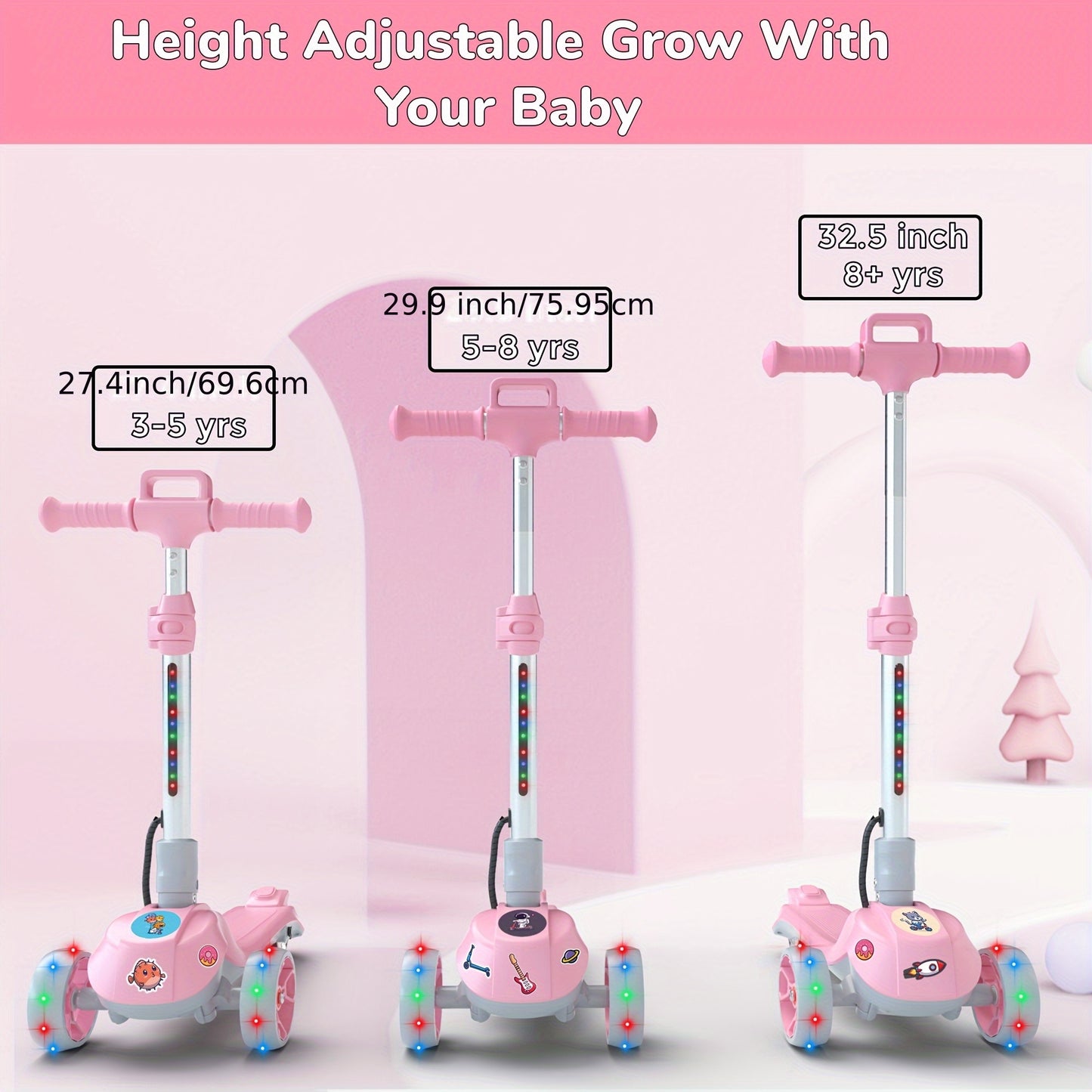Best Seller- IK2 Electric Scooter for Youngsters 3-8, 70W Folding & 8KM/H Top E-Scooter, 30-60 Mins Ride Time, Colorful Glowing Wheels, Adjustable Height, 2025 New EScooter Gifts for Boys Girls