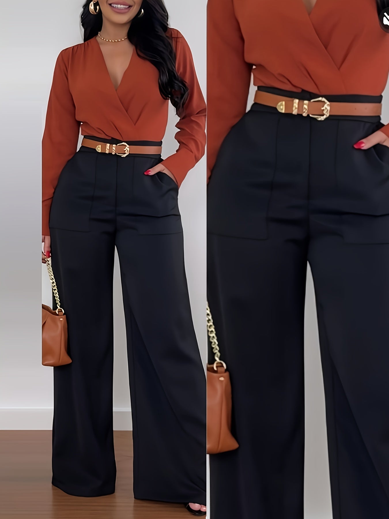 [Women's Wide-Leg Pants] Comfort Fit Women's High-Waist Wide-Leg Casual Pants | Polyester, Machine Washable, Versatile Fashion | Wideleg Pants, Vibrant Look, Black