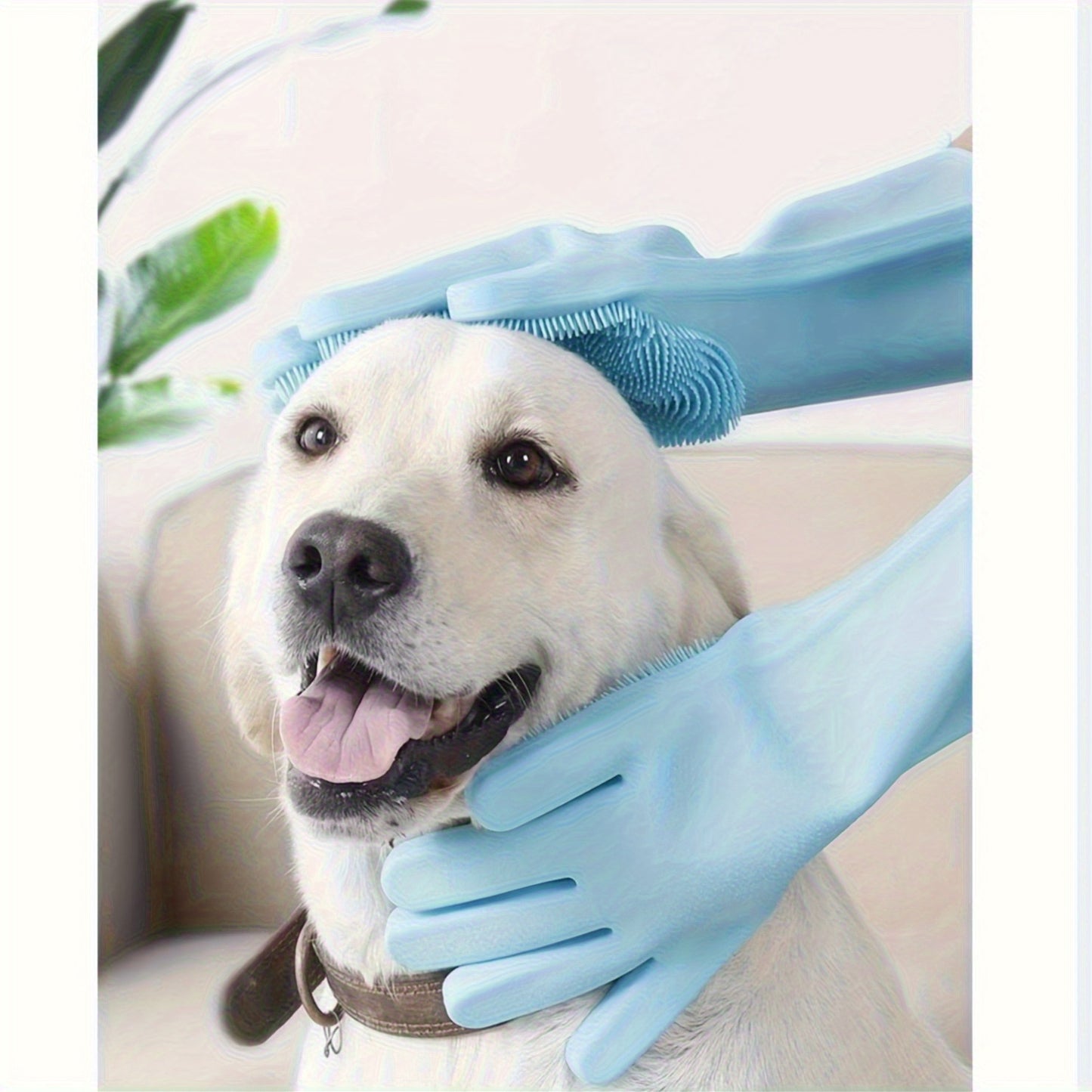 Pet Dog Bath Gloves, Pet Brush Silicone Bath Massage Brush, Dog Friction Bath Supplies, Dog Hair Removal Cleaning Care Gloves, Gentle Scrubbing Massage, Dense Bristle Design, Home Use Gloves, Suitable for All Four Seasons