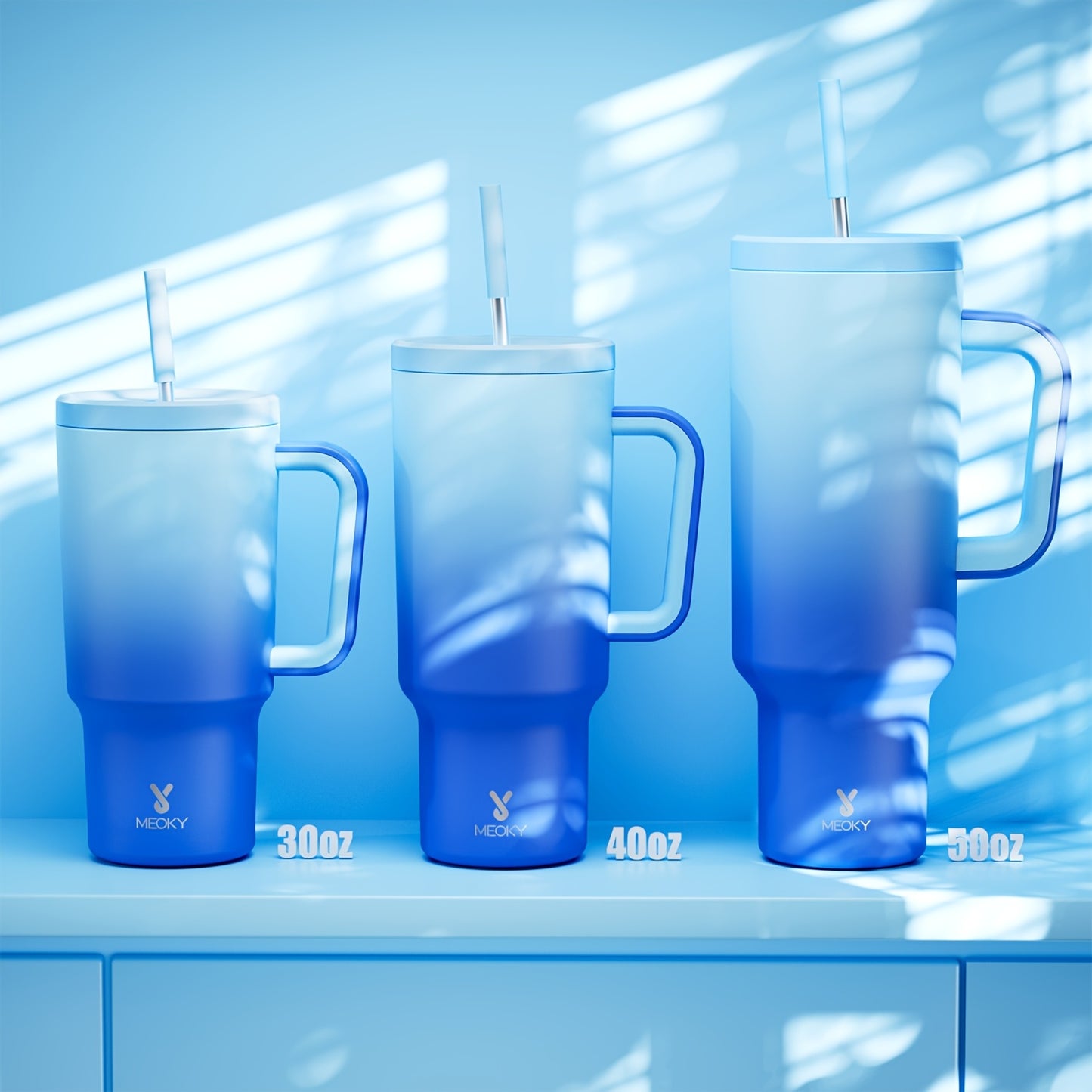 1pc Meoky 30oz Stainless Steel Tumbler with Handle, Lid & Straw - BPA-Free, Leak-Proof Insulated Travel Mug, Keeps Drinks Hot for 8 Hours, Cold for 24 Hours, Hand Wash Only