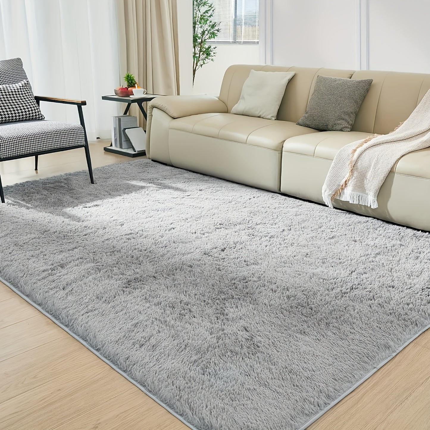 Ultra Soft Rug For Living Room, 5X8 Ft Grey Fluffy Shag Area Rug For Bedroom, Modern Shaggy Carpets Fuzzy Rug For Teens Dorm Nursery Home Decor Aesthetic, Upgrade Anti-Skid Durable