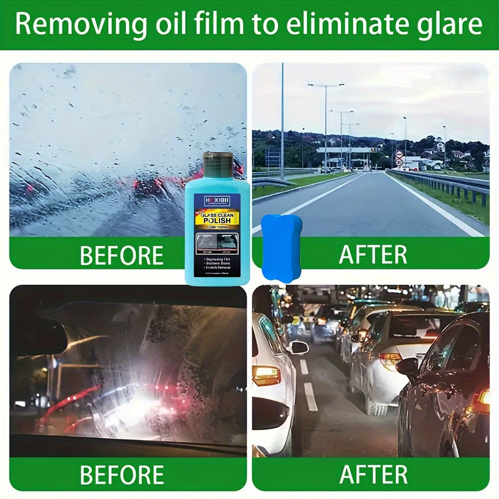 [Car Glass Film Remover] Car Glass Oil Film Remover - Glass Film Removal Paste for Auto and Home - Eliminates Coatings to Restore Glass to Clear