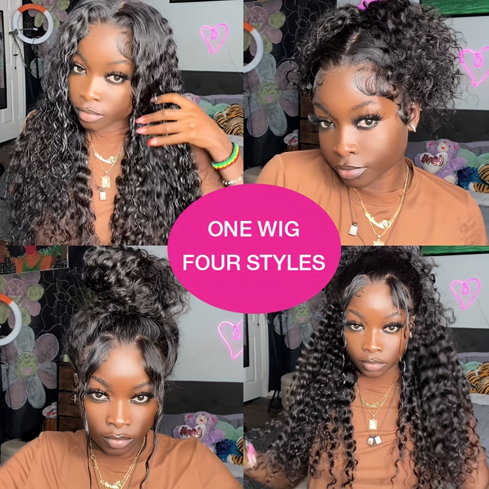 200 Density 360 Full Lace Front Human Hair Wig - 20/22/24 Inch Water Wave Curly Wig with Natural Look for Valentine's Day & Spring Festival, Unisex Design for All Ethnicities, Versatile Hair Wig | Side Part Wig | Wig Accessor