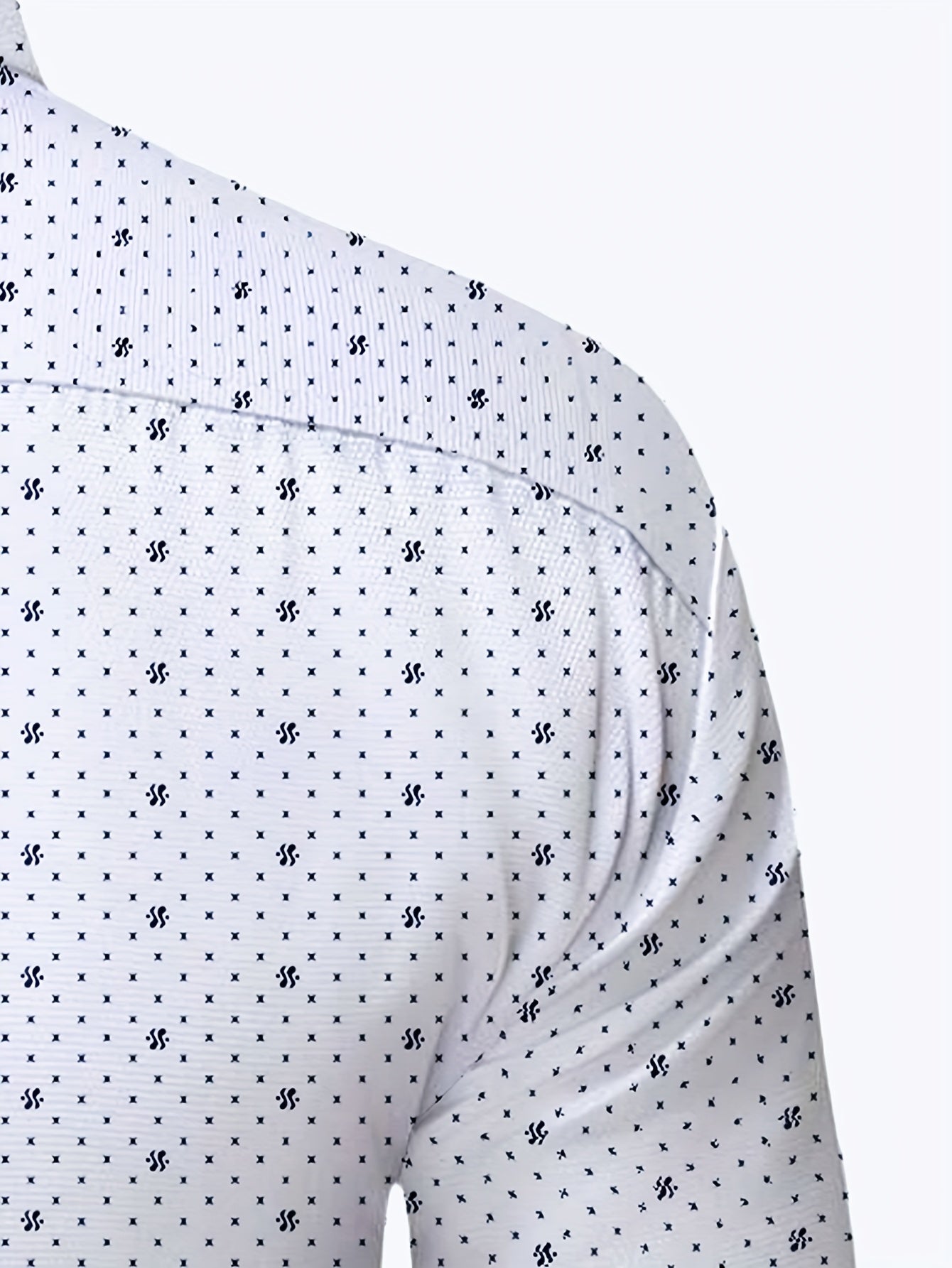 Men's Formal & Everyday Button-Up Shirt - Classic White with Black Dot Pattern, Easy-Care Non-Stretch Fabric, Long Sleeve Dress Shirt for Office, Formal Events, Casual Outfits - Ideal Gift for Dad, Husband, Boyfriend, Fathers