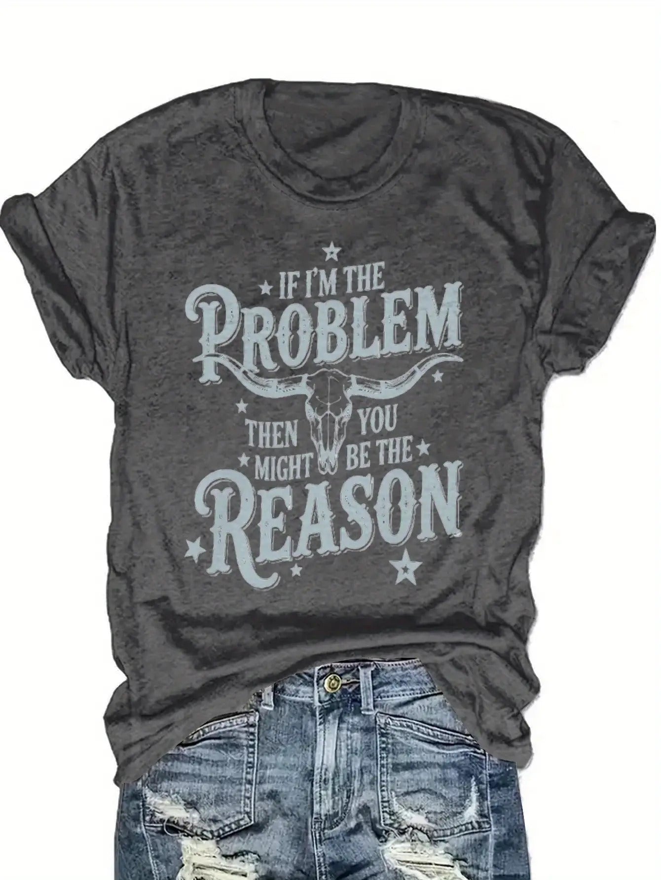 Women'S Funny Cowgirl Saying T-Shirt - "If I Were a Problem" Western Quote Tee in Navy Blue - Soft Everyday Shirt for Country Western Events, Music Festivals, Parties - Casual Country Chic Outfit Essential, Festival Clothing,