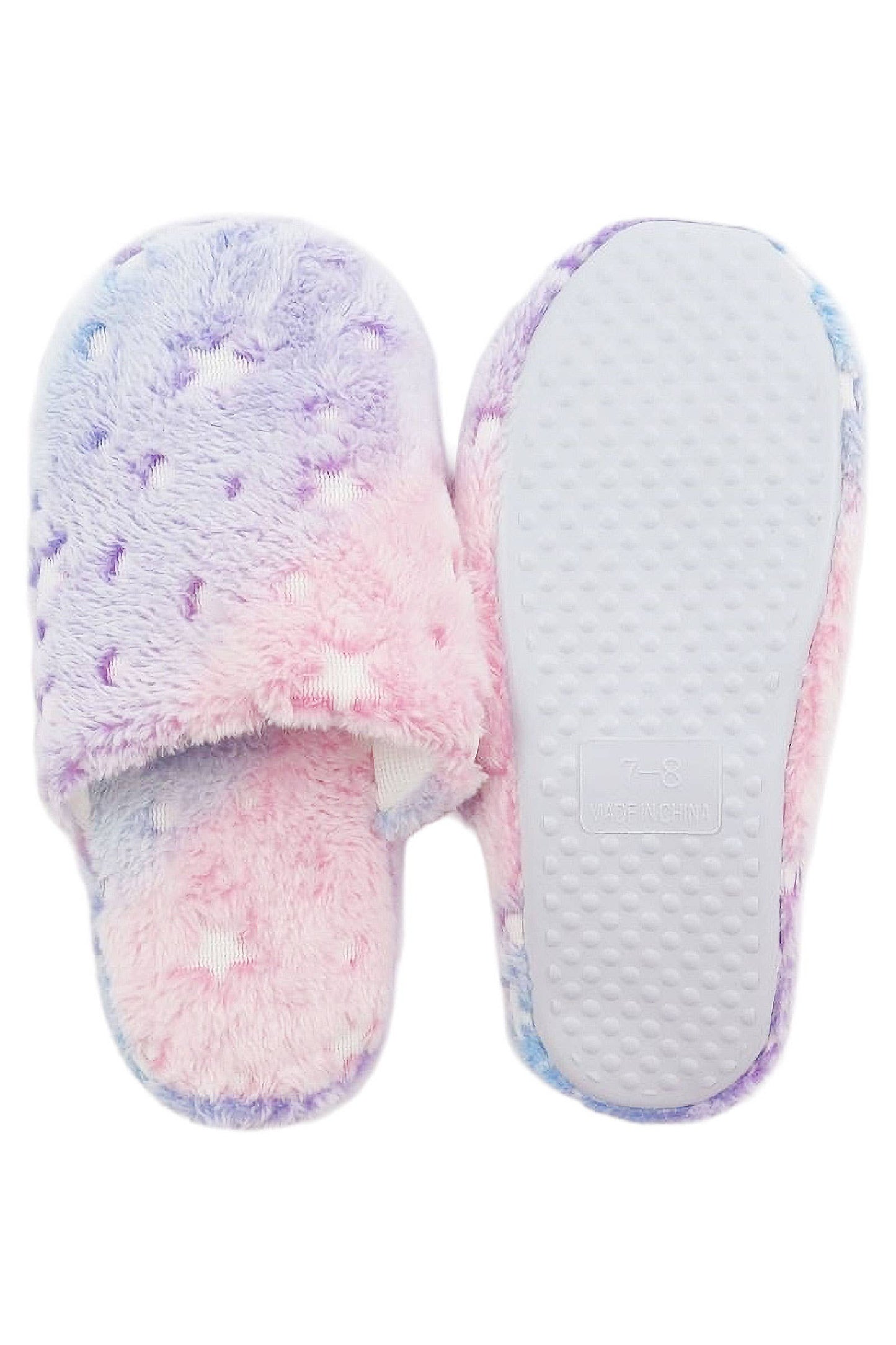 Tie-Dye Fuzzy Lounge Slippers – Soft Foam Sole