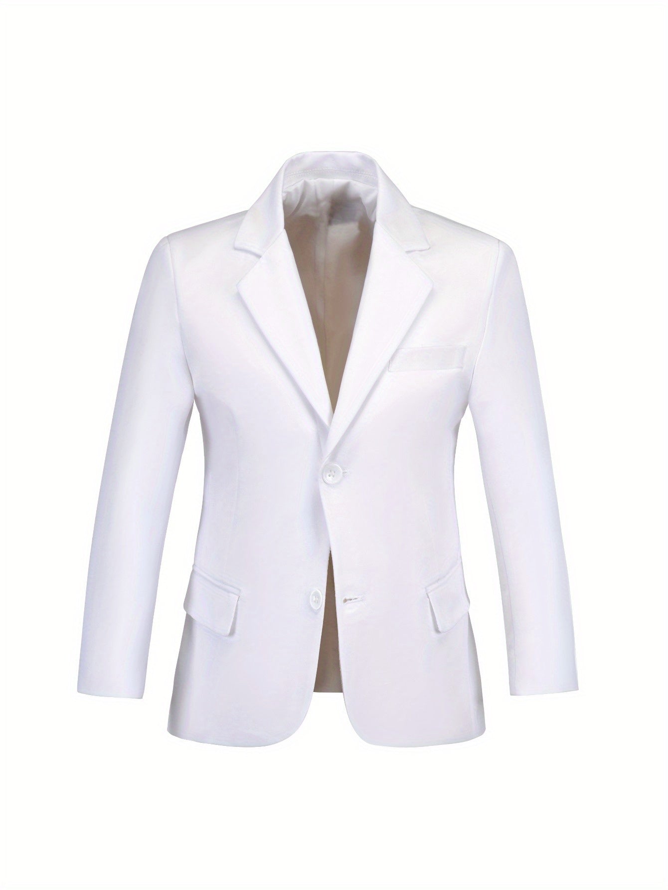 Boys' 4pcs Serge Suit Set: Jacket + White Ruffled Shirt + Pants + White Tie, White/ Black/ Royal Blue, Sizes 2-16, Ideal for Weddings/ Flower Boy/ Back to School, Perfect for Outdoor, Perfect for Thanksgiving, Perfect for Chr