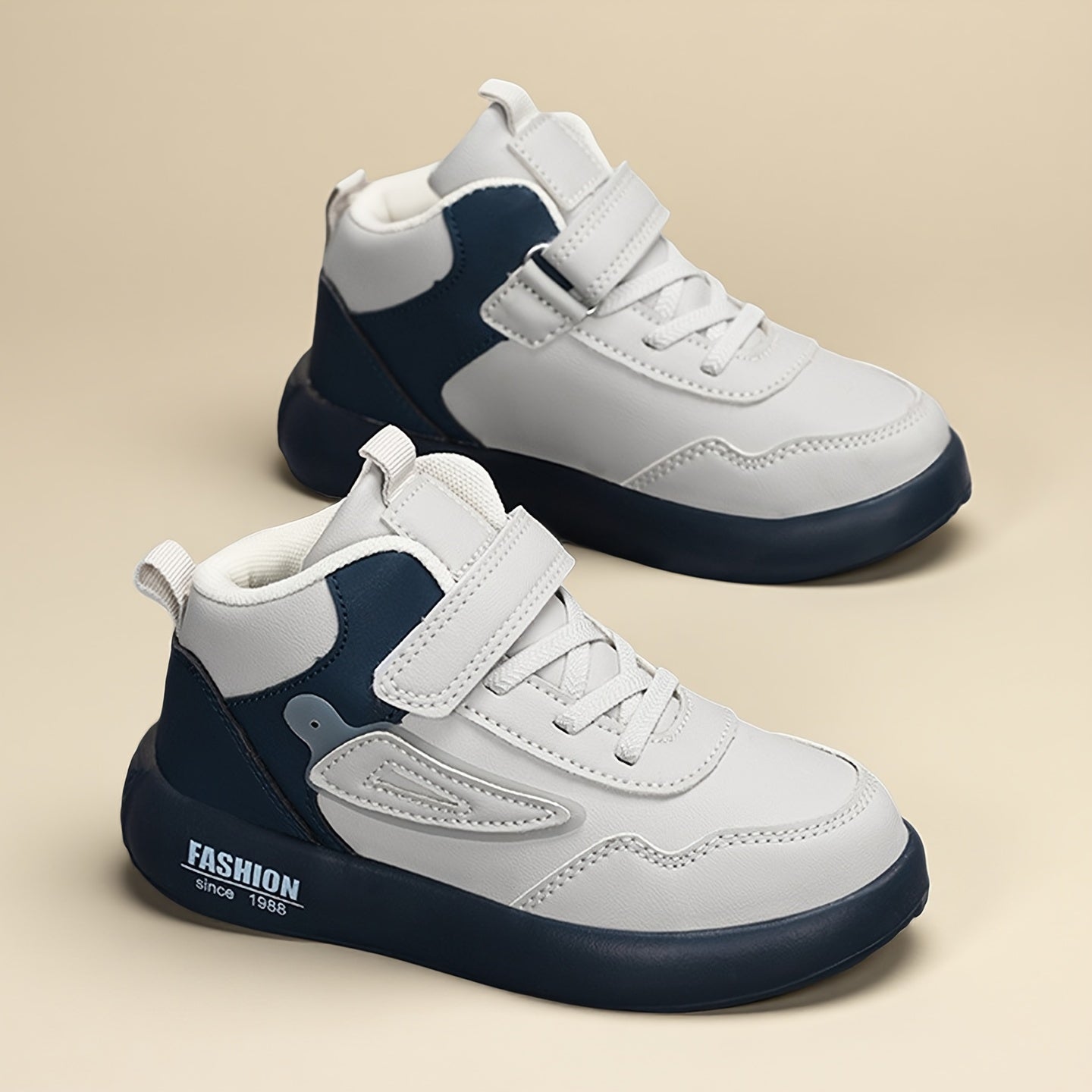 Boys' Lightweight Mid-Top Sneakers with Closure - Breathable -like Upper, Cushioned EVA Sole & Arch Support - All-Season Black/White Sneakers for Running, Gym, School & Casual Attire - Comfortable Casual Sports Shoes for Acti