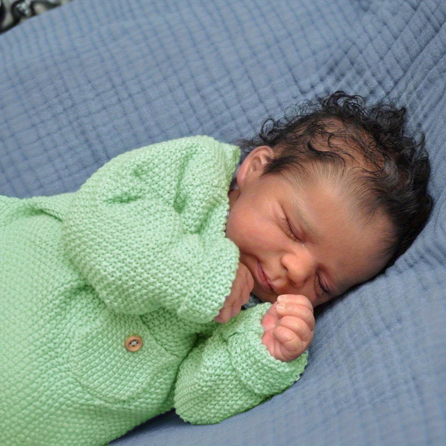 17.72inch Asleep Reborn Baby Doll Toy for Girl Cloth Body Vinyl Limbs Lifelike Black Brown Light Beige Smile Babies Doll Kid Birthday Gift Collectable Humanoid Toys