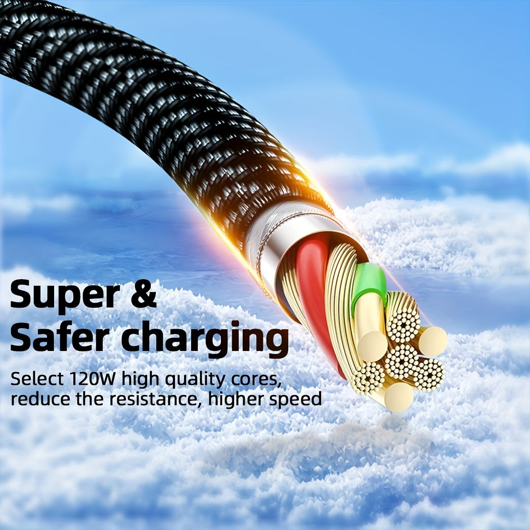 [Fast Type-C Cable] Super Fast 120W USB A to Type-C Cable - LED Digital Display, Matte Finish, Data Sync, USB Power Delivery, 6A High Current - Compatible with iPhone 15/16, Xiaomi, POCO, Samsung