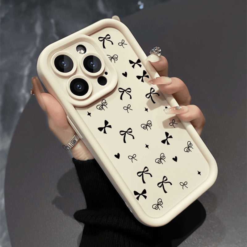 [Shockproof iPhone Case] iPhone Case | Heart Star Bowknot Pattern Shockproof Silicone TPU Bumper Drop Protection Cellphone Cover for 16 Pro Max 15 Plus 14 13 12 11 XR XS, Gift for Girls and Women