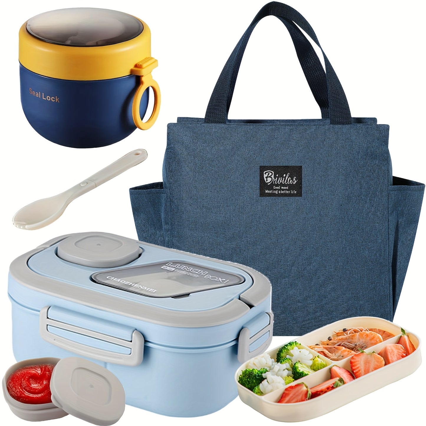 [Lunch Box Set/only Lunch Box][Local Warehouse]Halloween Gift-2-tier 6 Compartments Lunch Box Set. Bento Box For School, Office, Outdoor Picnic. |Food Storage Container|Kitchen Accessories|Bento Box With Lunch Bag|