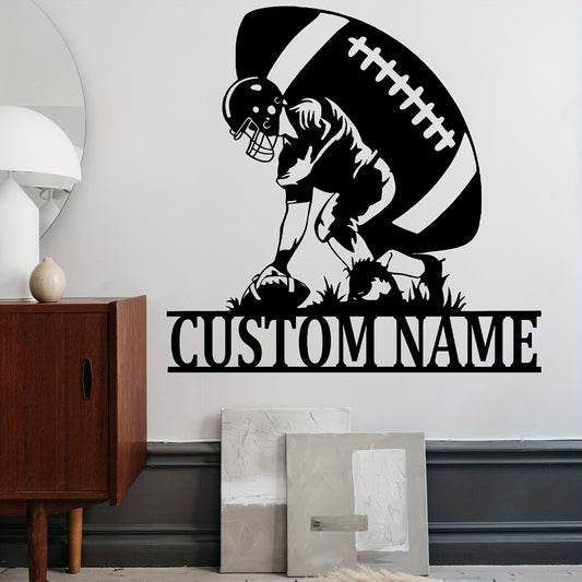 A Personalized Metal Sign for American Football Featuring The Player'S Name, a Gift for Coaches, Decor for a Room, And a Wall Hanging for a Sports Room.