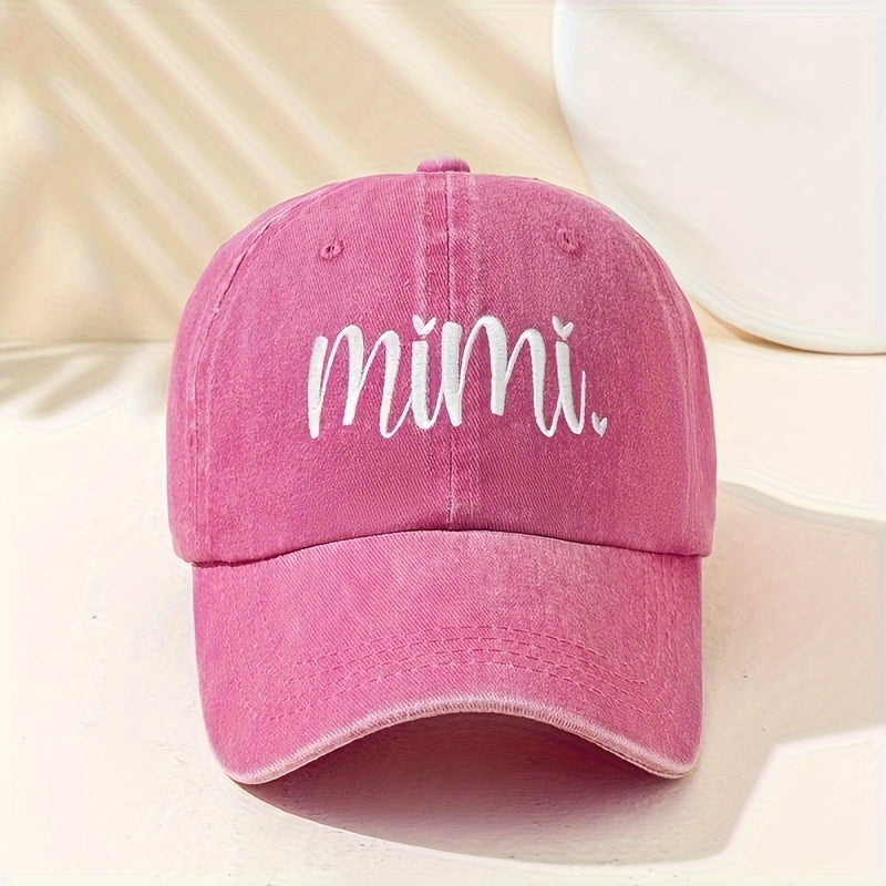 1 Unisex Y2K Style Embroidered MIMI Washed Baseball Cap for Outdoor Sports and Daily Commuting