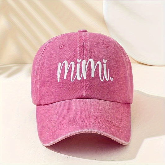 1 Unisex Y2K Style Embroidered MIMI Washed Baseball Cap for Outdoor Sports and Daily Commuting