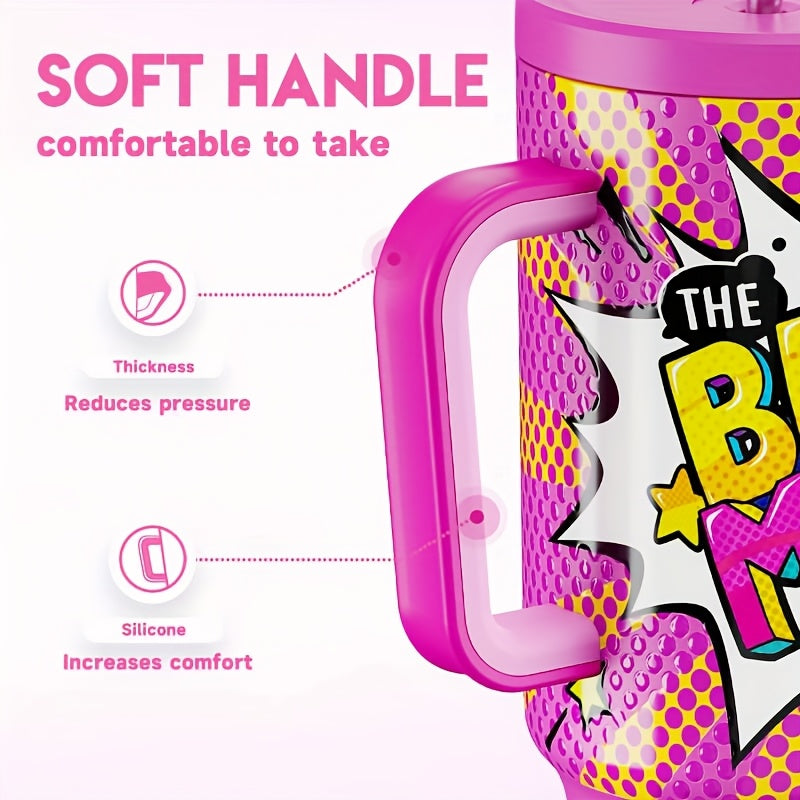 [MEOKY Stainless Steel Tumbler] MEOKY 40oz Stainless Steel Tumbler with Handle | Leak-Proof, Insulated Travel Mug for Hot & Cold Drinks, Perfect Gift for Father's Day & Mother's Day, Round Shape, Hand Wash Only, Travel Drinkw