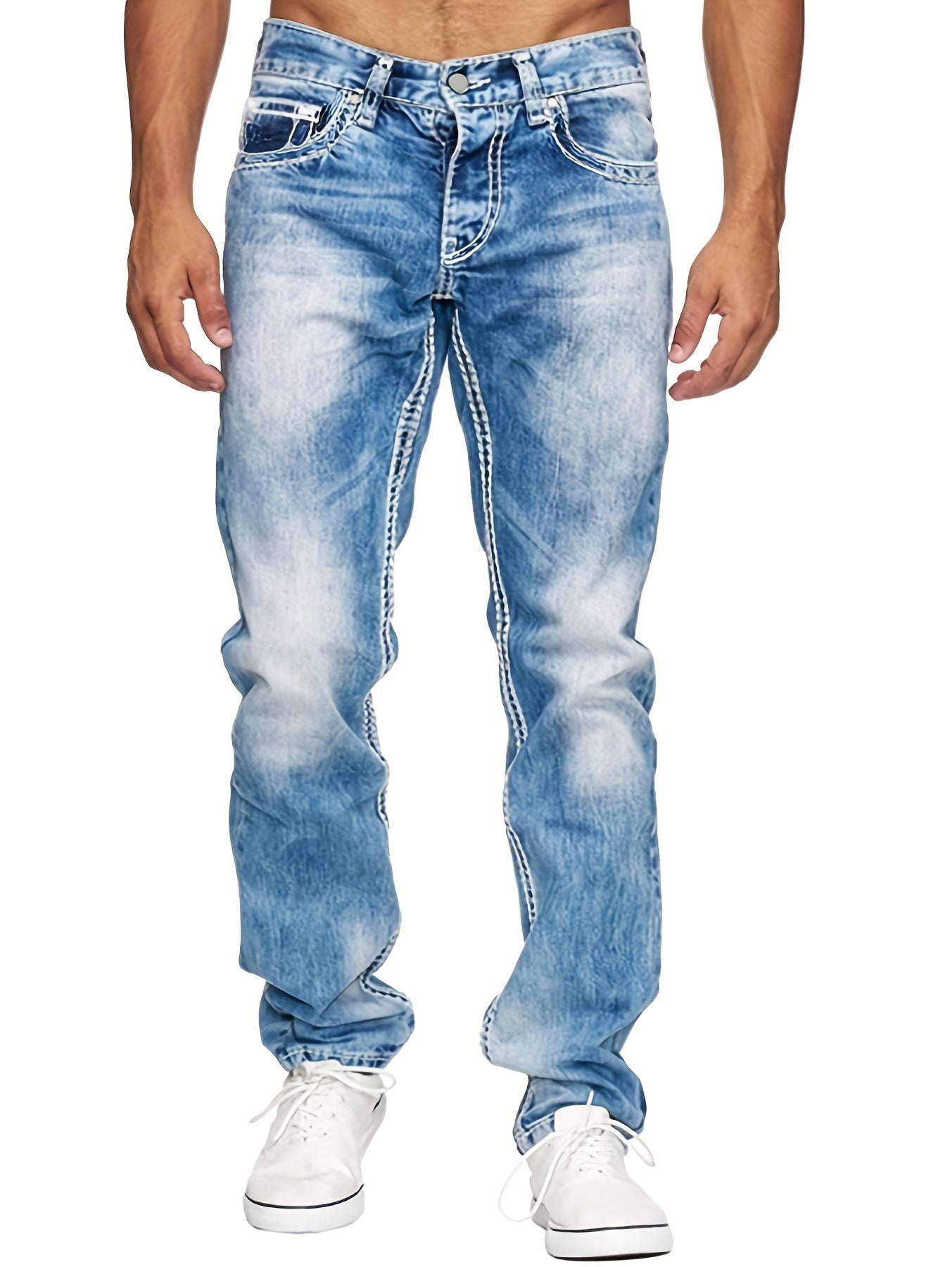Men's High Quality Straight Leg Jeans - Perfect For Daily Commutes And Casual Outings