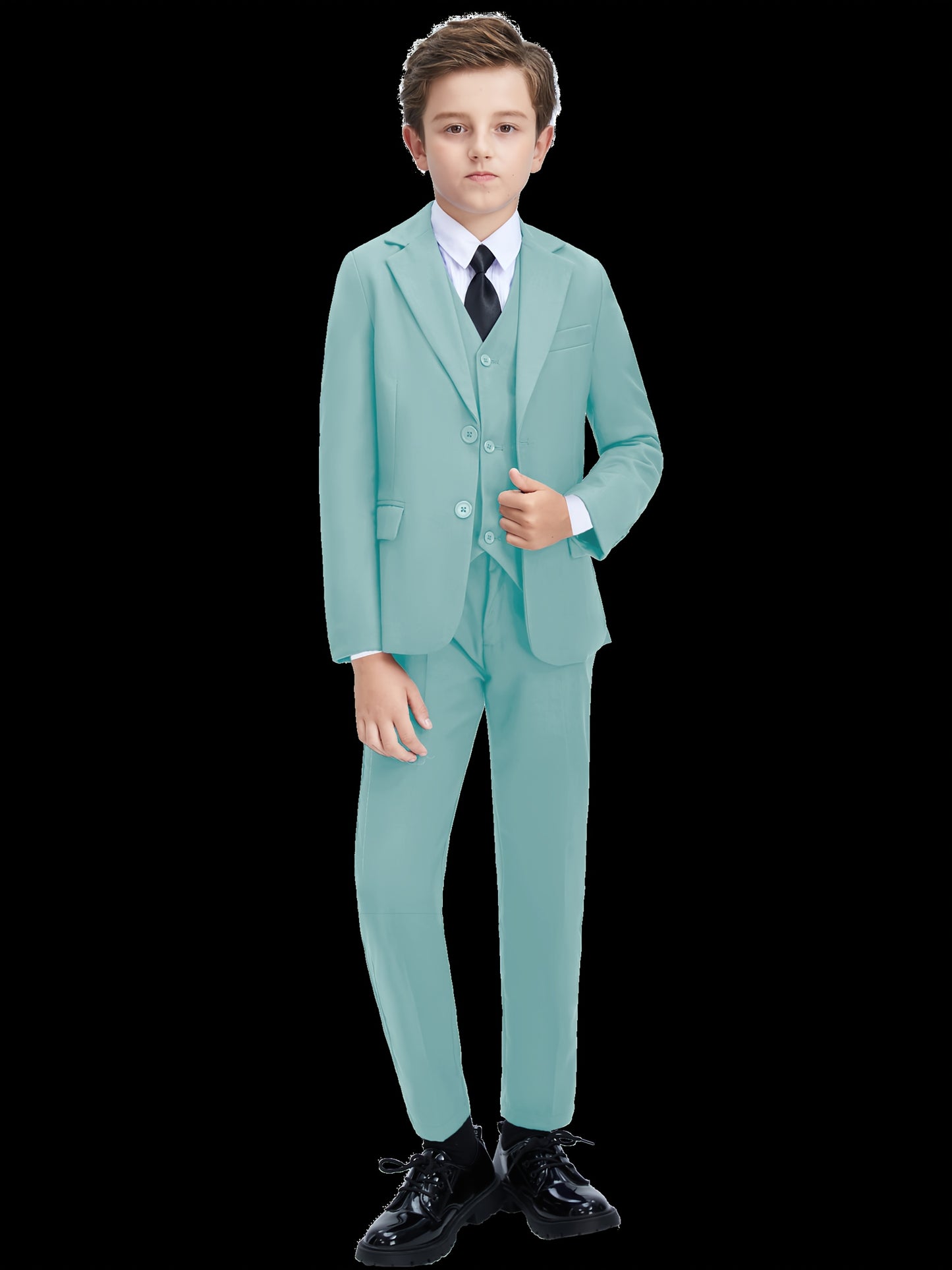 Boys Suit Two Piece Set Formal Banquet Graduation Evening Party Performance School Uniform Birthday Party Wedding Teens Dress for Boy Kids Tuxedo Jacket Blazer Pants Suit Size 2-16Y Back to School Season
