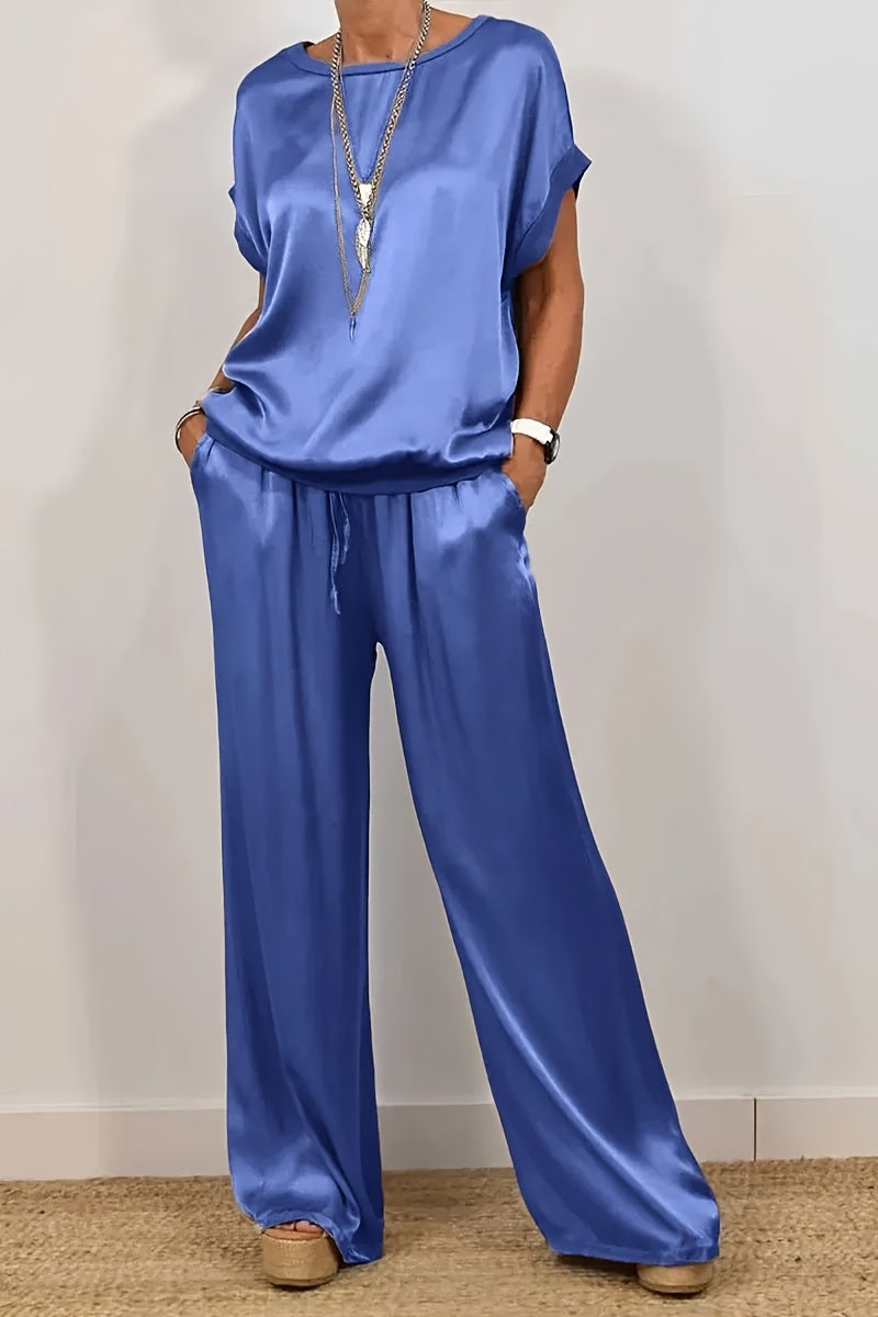 [Trendy Casual Set] Trendy Casual Set: Spring/Summer Loose Shirt & Wide Leg Pants