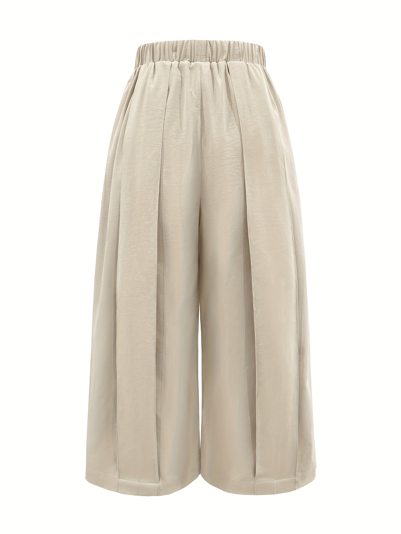 Women's Casual Loose-Fit Solid Color Wide-Leg Pants with Pockets - All-Season Machine Washable Trousers for Casual Attire, Office & Social Events, Versatile Event Attire, Smooth Texture Fabric