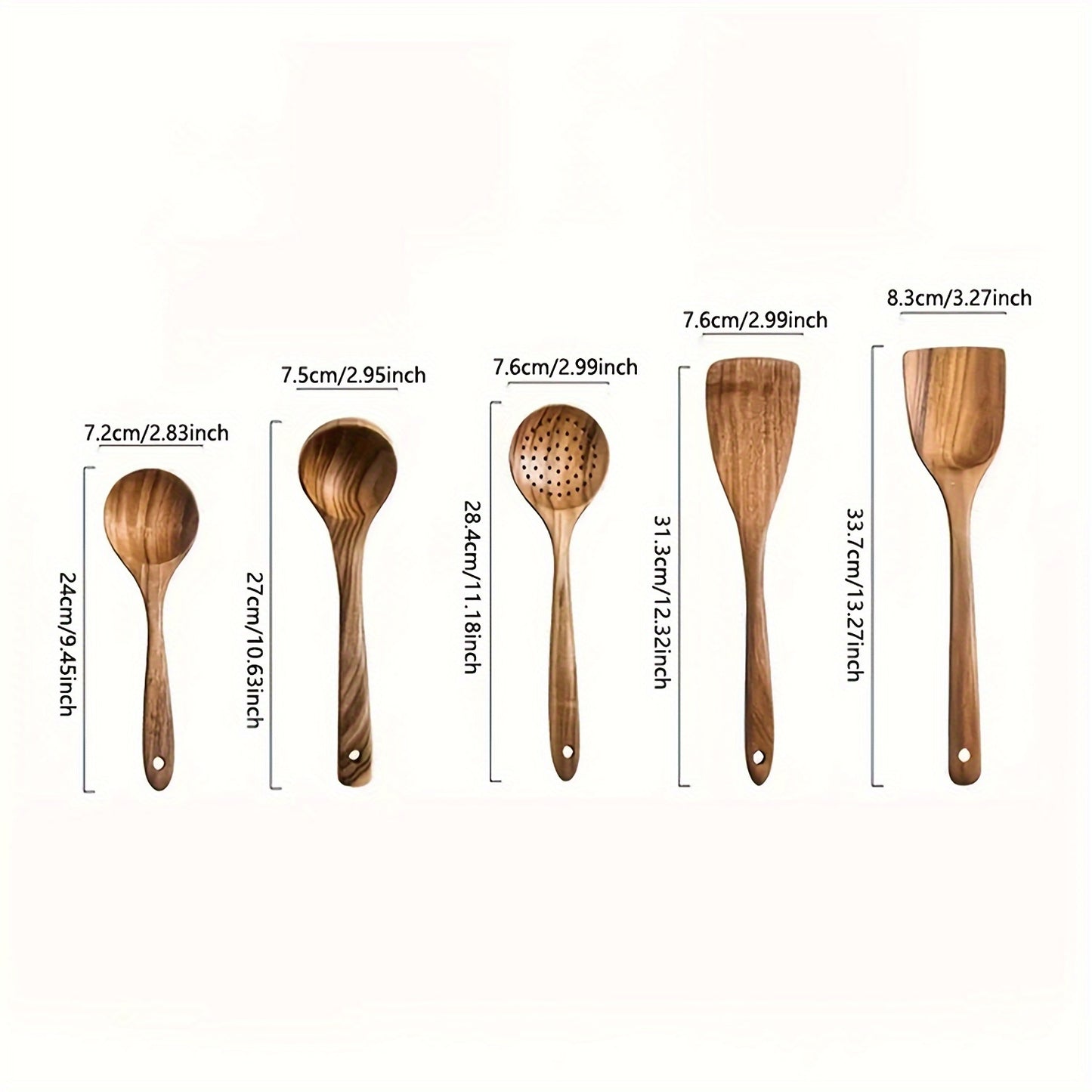 [Premium Wooden Kitchen Utensils] 5pcs Premium Wooden Kitchen Utensils Set - High-Quality, Durable Wooden Spoons & Spurtles - Perfect for Home Cooking and Baking