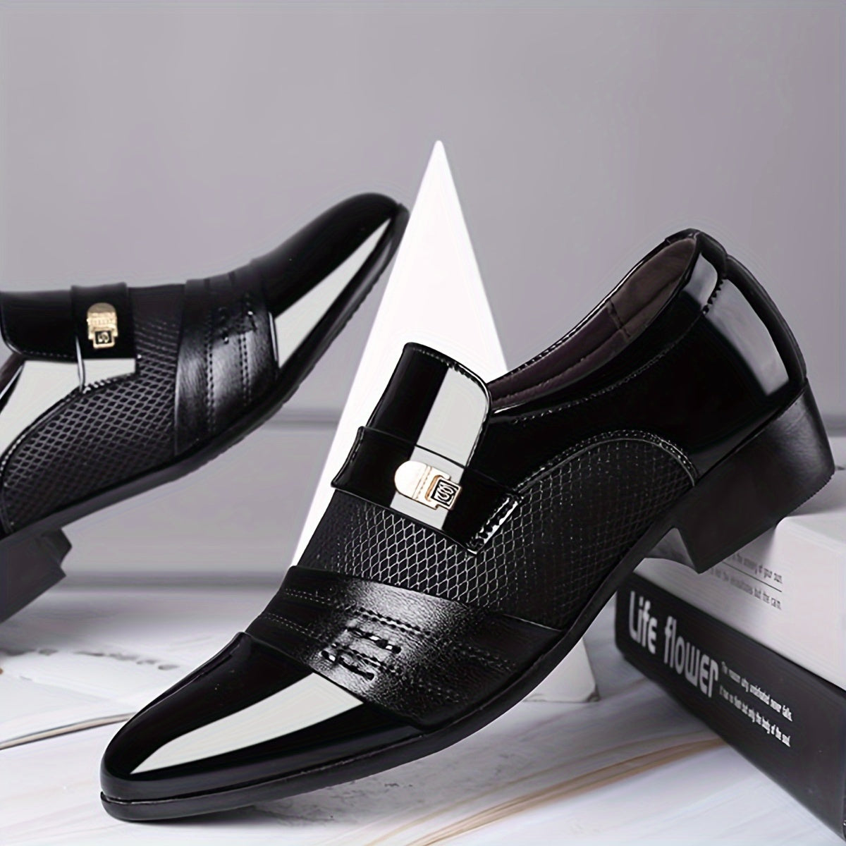 Men's Formal & Casual Dress Shoes - Slip-On Closure, Sharp Pointed Toe - Brown Business Wedding Shoes - All-Season Formal & Everyday Use - Plus-Size Available, Office Footwear, Sleek Design, Durable Rubber Sole, Versatile Foo