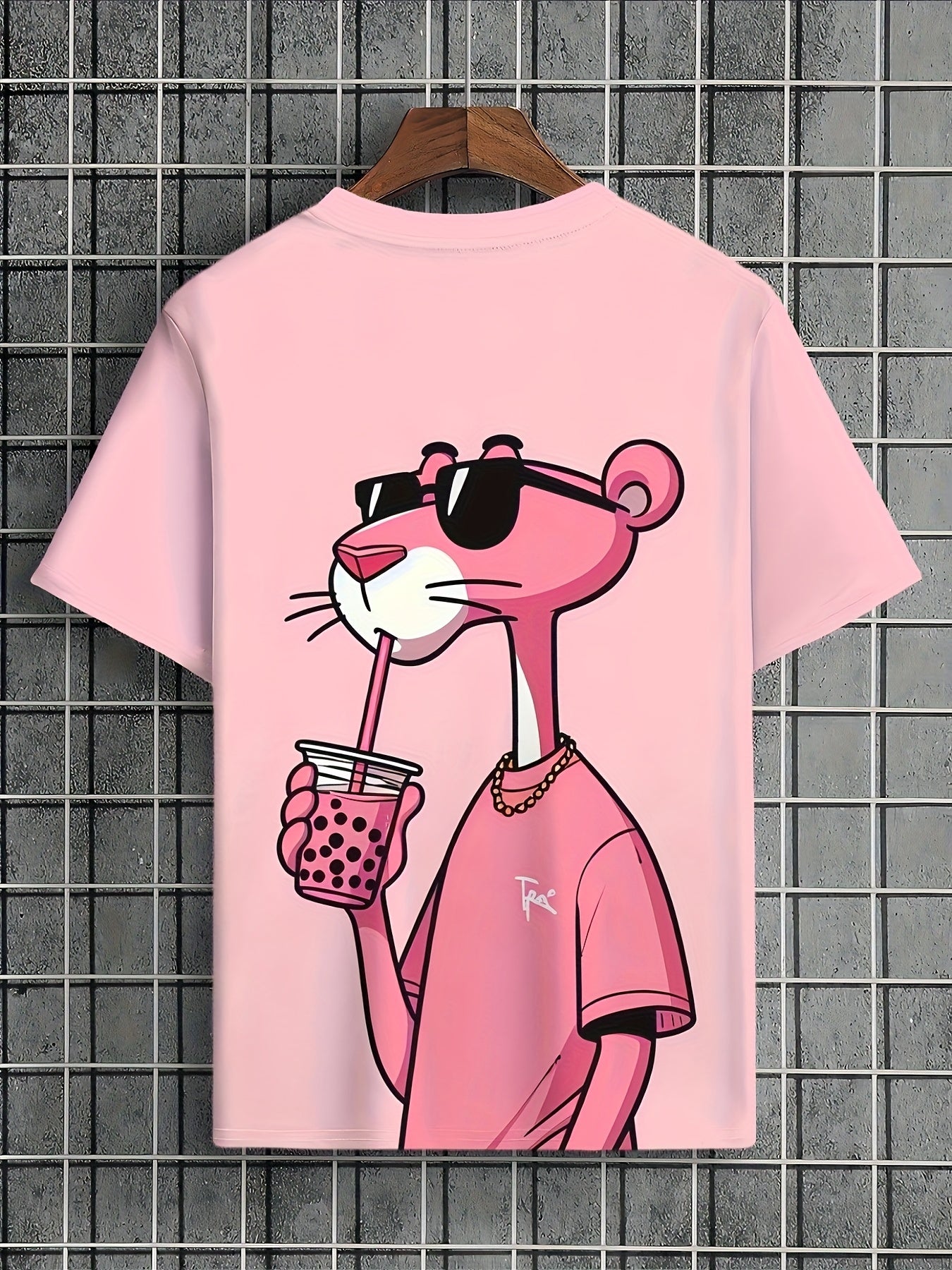 Men'S Casual Pink T-Shirt with Stylish Cat Graphic - Short Sleeve, Round Neck, Lightweight Summer Tee, Perfect for Casual Attire, Leisure Clothing | Trendy Casualwear | Lightweight Tee