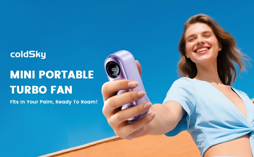 Handheld Portable Turbo Fan, 16000 RPM Small Fans Portable Cooling, 4000mAh USB Rechargeable Personal Battery Operated Mini Small Pocket Fan with 1-100 Speeds for Travel, Outdoor, Vacation, Concerts
