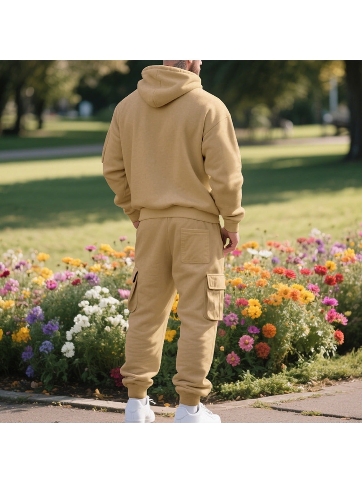 1 Set 2pcs Men's Athletic Casual Tracksuit - Fleece Lined Hooded Long Sleeve Pullover Sweatshirt & Pocketed Sports Pants, Warm Fleece Lining with Breathable Fabric, Perfect for Daily Wear, Outdoor Activities, Home Leisure - M