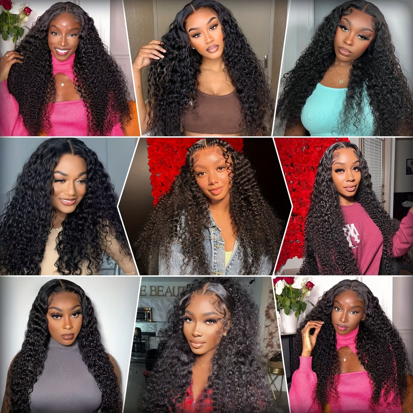 13x4 HD Transparent Lace Front Wig Human Hair - Pre Plucked Glueless Deep Curly & Wavy Natural Brown Lace Frontal Wig with 200% Density, Wet & Wavy Texture for /, Natural Color Blonde/Red Highlights (No Glue Needed)