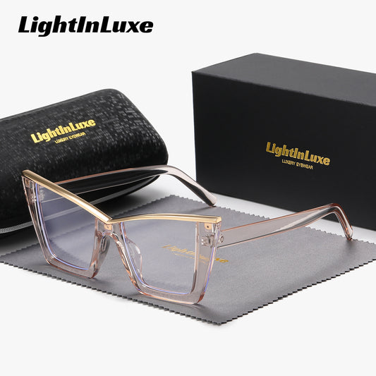 LightInLuxe Retro Cat-Eye Anti-Blue Light Glasses, Full Frame, Perfect for Outdoor Activities & Fashion