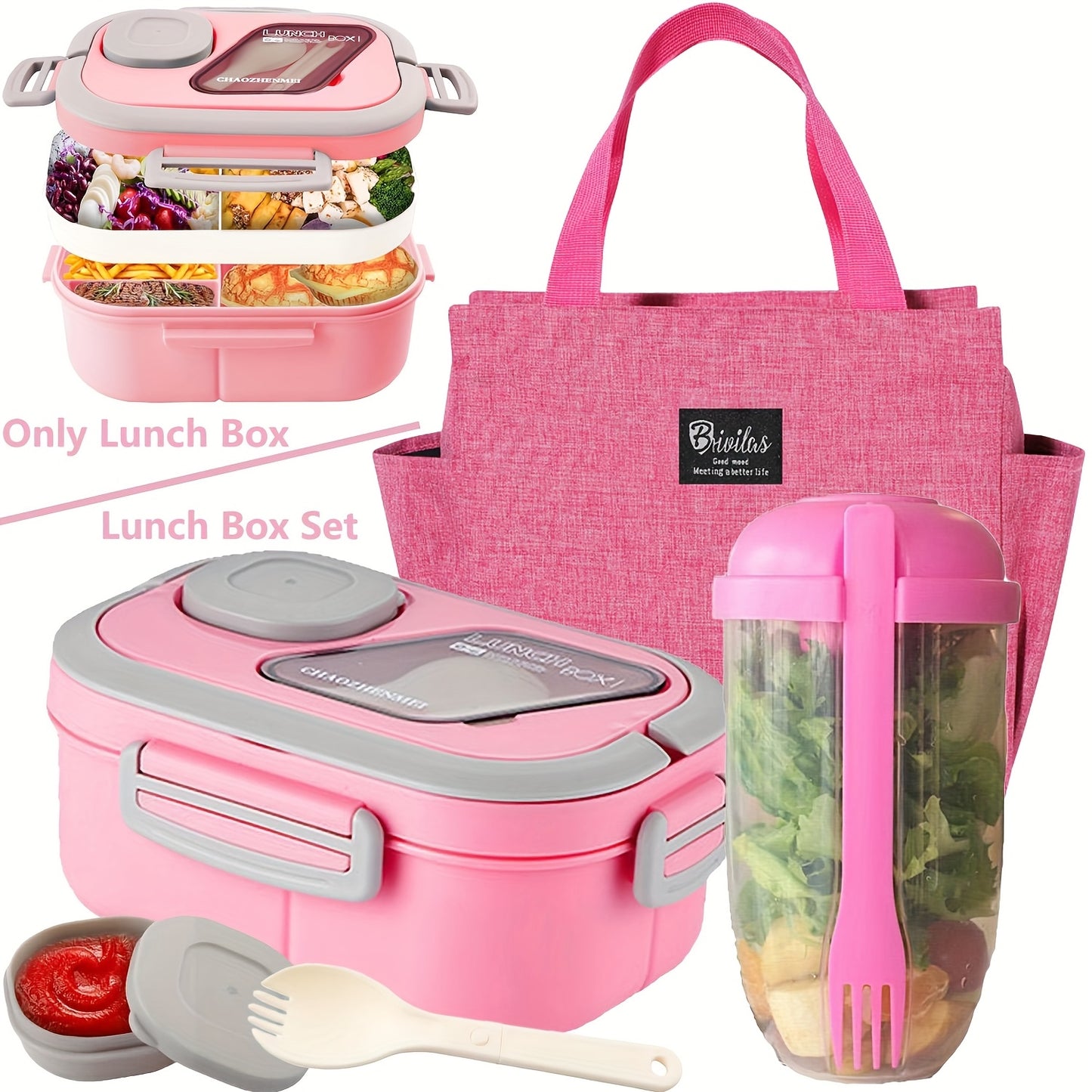 [Lunch Box Set/only Lunch Box][Local Warehouse]Halloween Gift-2-tier 6 Compartments Lunch Box Set. Bento Box For School, Office, Outdoor Picnic. |Food Storage Container|Kitchen Accessories|Bento Box With Lunch Bag|