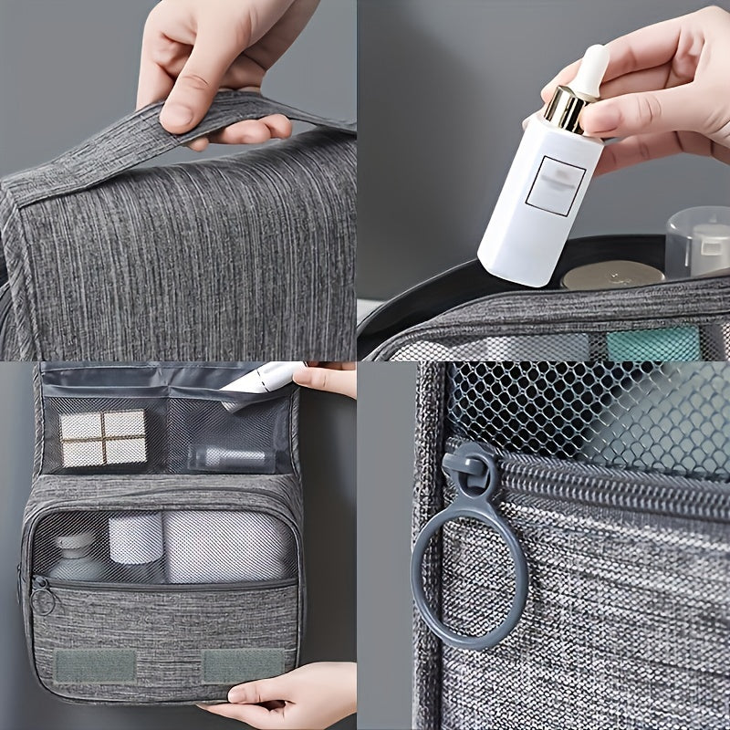 Large Capacity Travel & Business Makeup Organizer Bag - Durable Polyester, Wet & Dry Separation Design, Multiple Compartments for Cosmetics, Toiletries, And Accessories, Ideal for And Women, Travel Organizer|Sleek Organizer|D