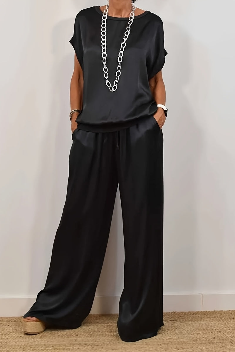 [Trendy Casual Set] Trendy Casual Set: Spring/Summer Loose Shirt & Wide Leg Pants