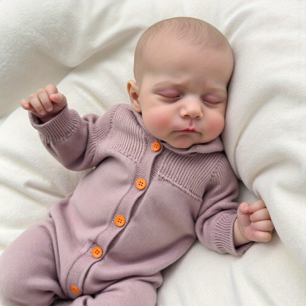 [Lifelike Vinyl Baby Doll] Lifelike 19-inch Vinyl Baby Doll, Soft Fabric Body, Sleeping Eyes, Detailed Hair, Realistic Baby Features, Comes with Pacifier And Bottle, Great for Birthday Or Christmas Gift, Cute And Collectible