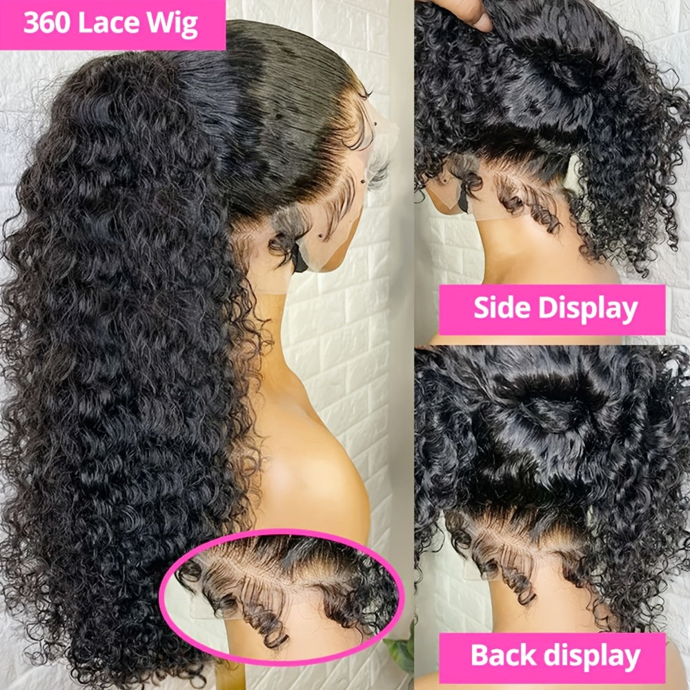 200 Density 360 Full Lace Front Human Hair Wig - 20/22/24 Inch Water Wave Curly Wig with Natural Look for Valentine's Day & Spring Festival, Unisex Design for All Ethnicities, Versatile Hair Wig | Side Part Wig | Wig Accessor