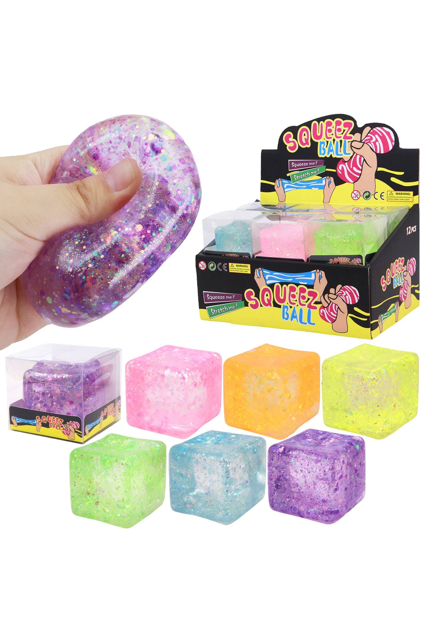 Glitter Cube Squishy (1 Piece) – Putty Filled Sensory Stress Toy