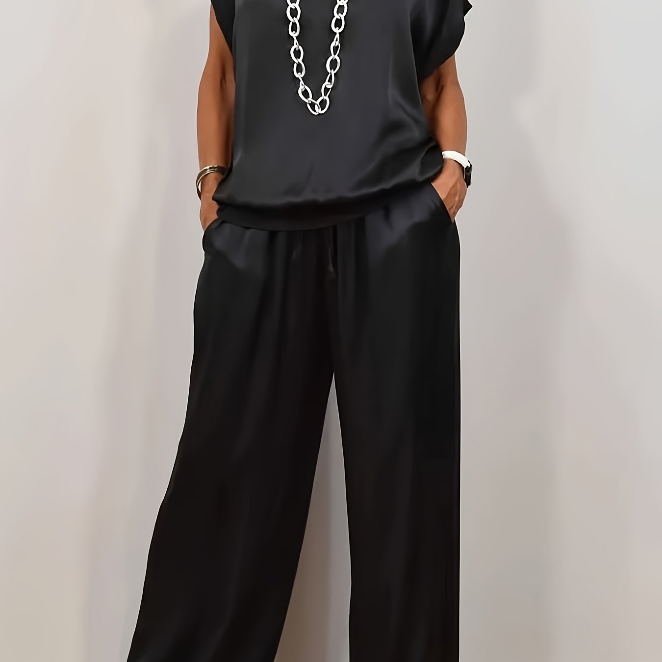[Trendy Casual Set] Trendy Casual Set: Spring/Summer Loose Shirt & Wide Leg Pants