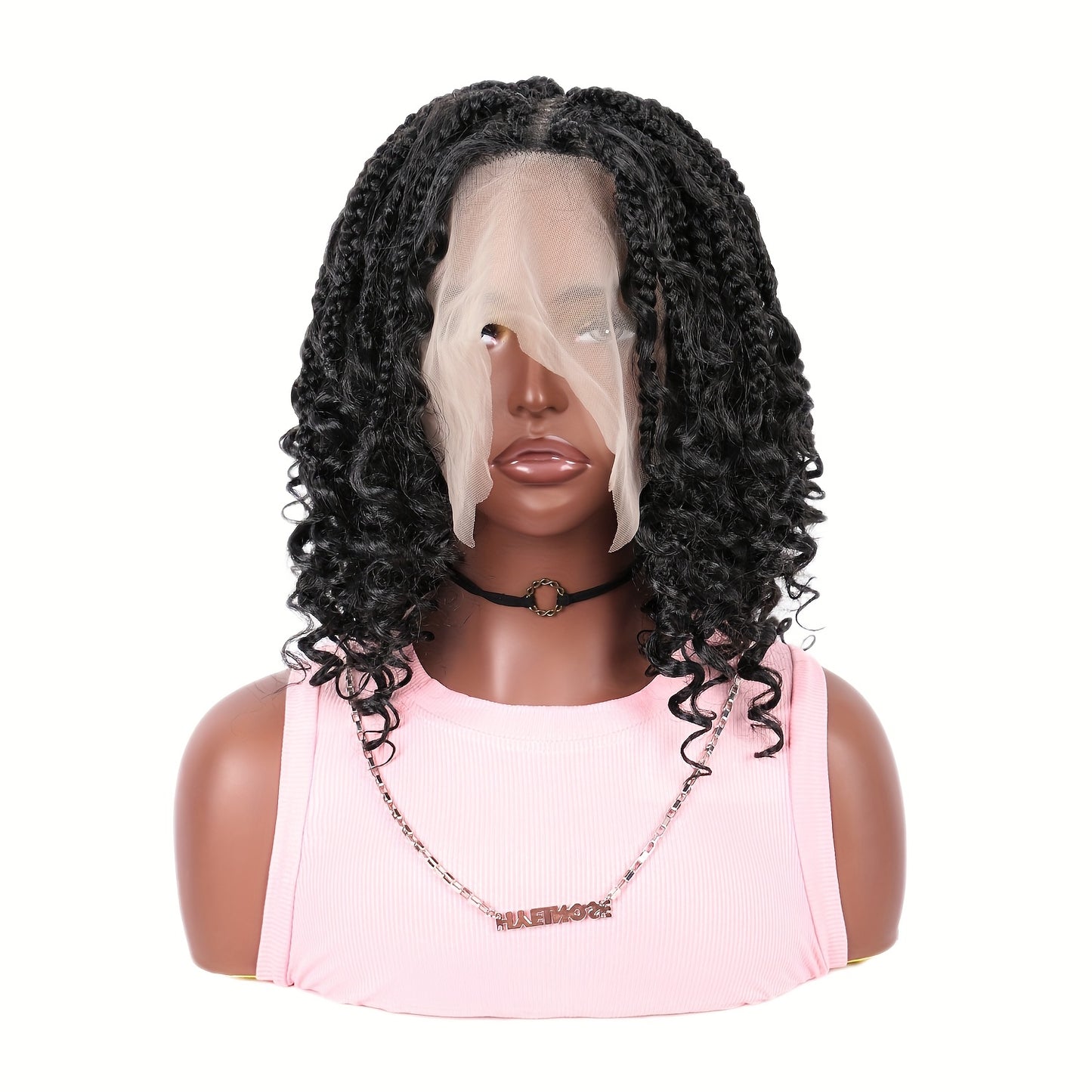 16 Inch 13x6'' HD Lace Short Braided Wigs for Women Bob Knotless Boho Braided Wigs Hair Premium Synthetic Braided Lace Front Wig, Lace Front Wig Synthetic, Pre Plucked Lace Front Wig, Wig Braids, Wig, Lace Front Wig, Protecti