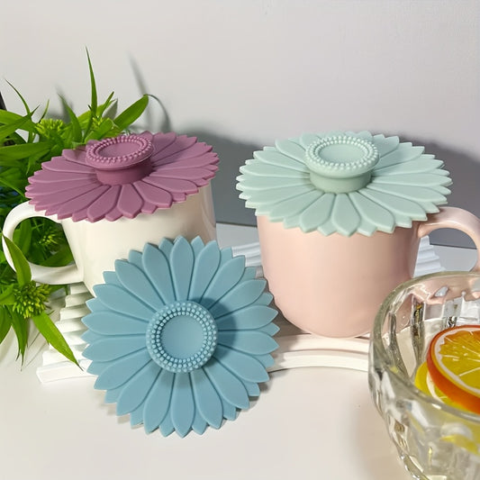 1pc Sunflower Silicone Cup Lids Set - Multifunctional Dustproof and Leakproof Tea and Coffee Mug Covers