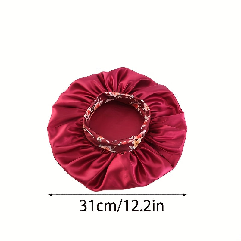 3pcs Satin Sleep Caps for Women - Breathable High-Density Hair Caps with Floral, Solid & Leafy Designs, Soft Elastic Edges for Chemotherapy, Night Hair Care & All-Season Use, Hair Bonnet for Sleeping, Elegant Sleepwear