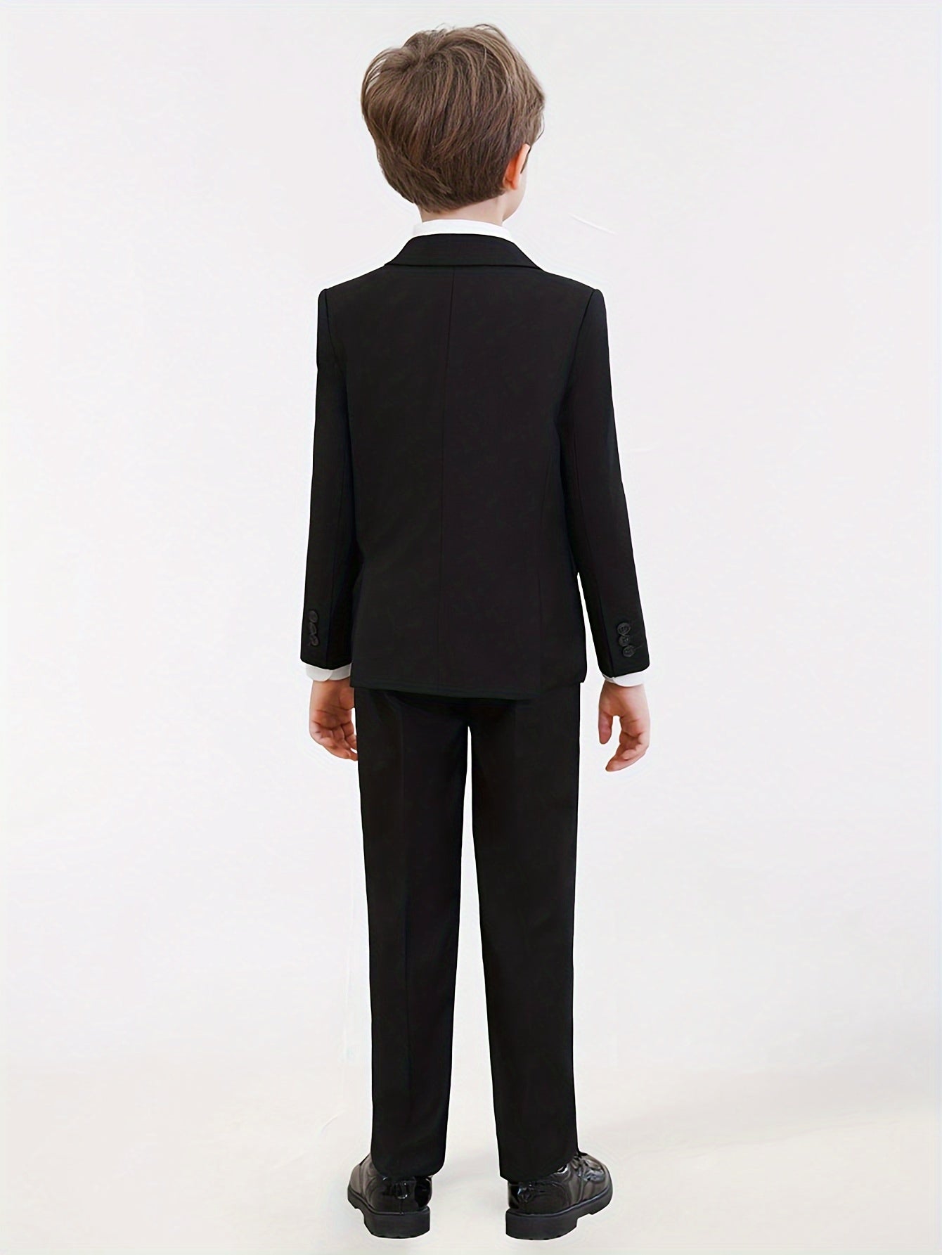 Mosedou Boys 4pcs Suit Set Blazer&Waistcoat&Pants&Tie 2-16Yrs Kids Formal Wear British Style Wedding & School Outfit Boys' Suits 4pcs Sets Teens Formal Suits for Vest&Tie Wedding Flower Boy Attire