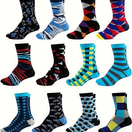 5/ 10 Pairs Men'S Anti-Odor Breathable Mid-Calf Sports Socks - Sweat-Wicking Comfy Striped Athletic Socks for Couples, Autumn/ Winter, Multi-Color Pack, Couple'S Matching Socks, Stylish Sports Socks, Comfortable Knitwear, Wor