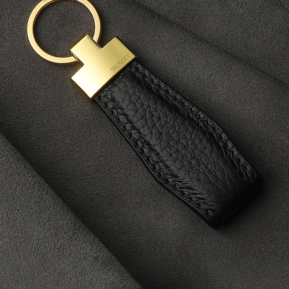 Personalized Engraved Initials Keychain - Custom Faux Leather Key Ring with Golden-Tone Climbing Hook, 4 Colors (Golden, Black, Brown, Tan) - Durable Minimalist Design for Men & Women - Valentine's Day, Christmas, New Year Gi