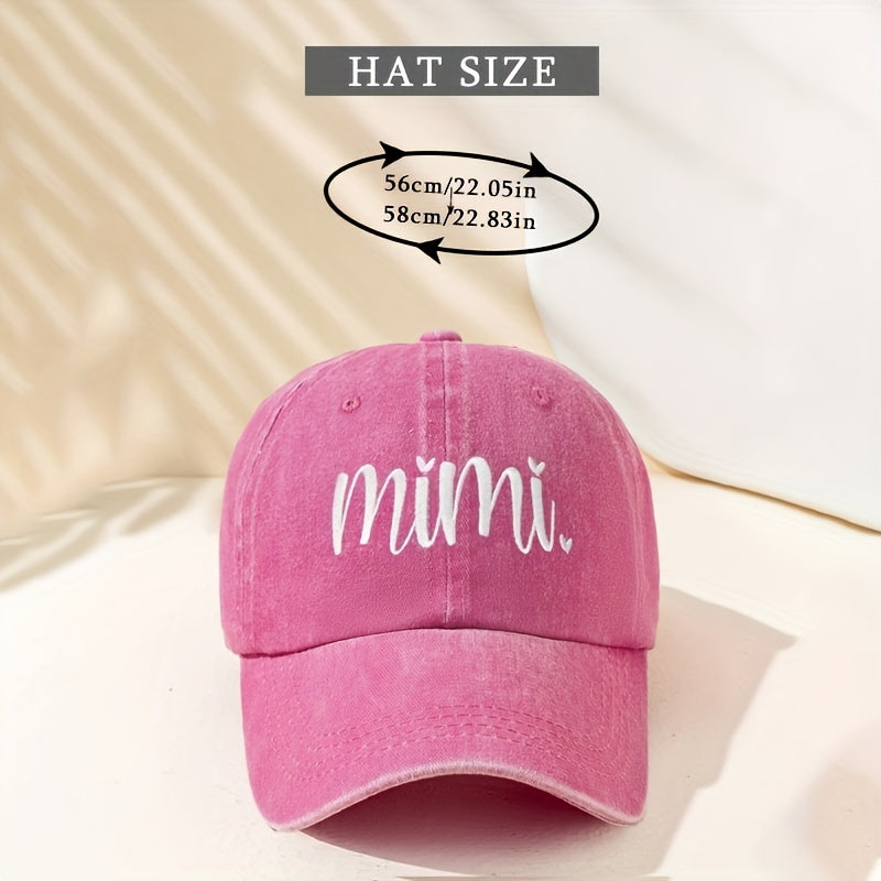 1 Unisex Y2K Style Embroidered MIMI Washed Baseball Cap for Outdoor Sports and Daily Commuting