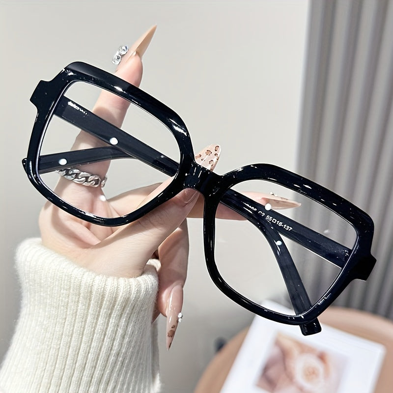 [Clear Lens Square Frame Glasses] Elegant Square Frame Clear Lens Glasses for Women - Fashionable Color Block Design, Durable Plastic Frame