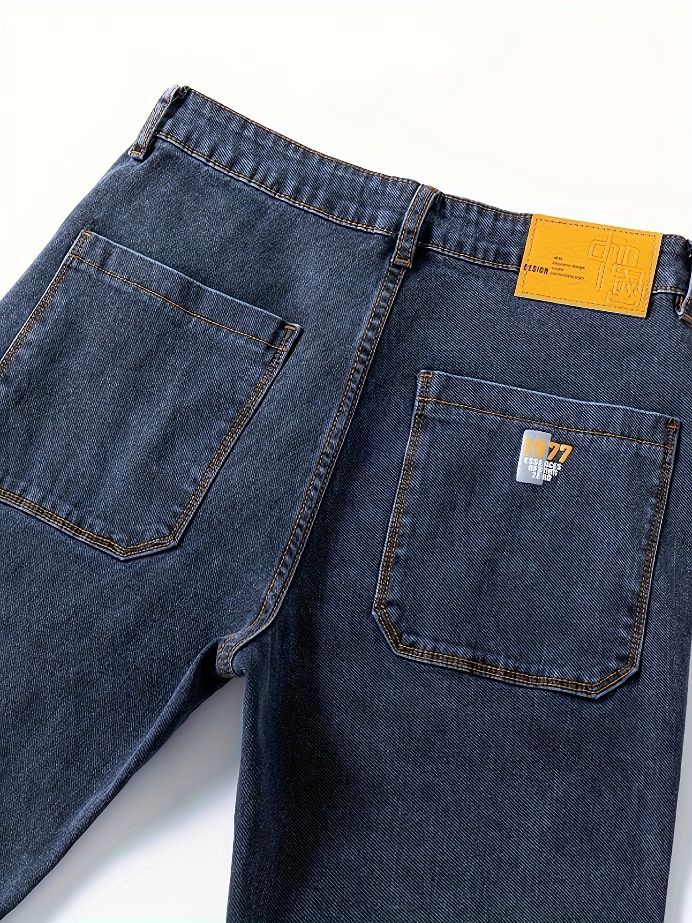 Men'S Small Straight Tube Style Fashionable Printed Six Pocket Design Micro Elastic Denim Pants