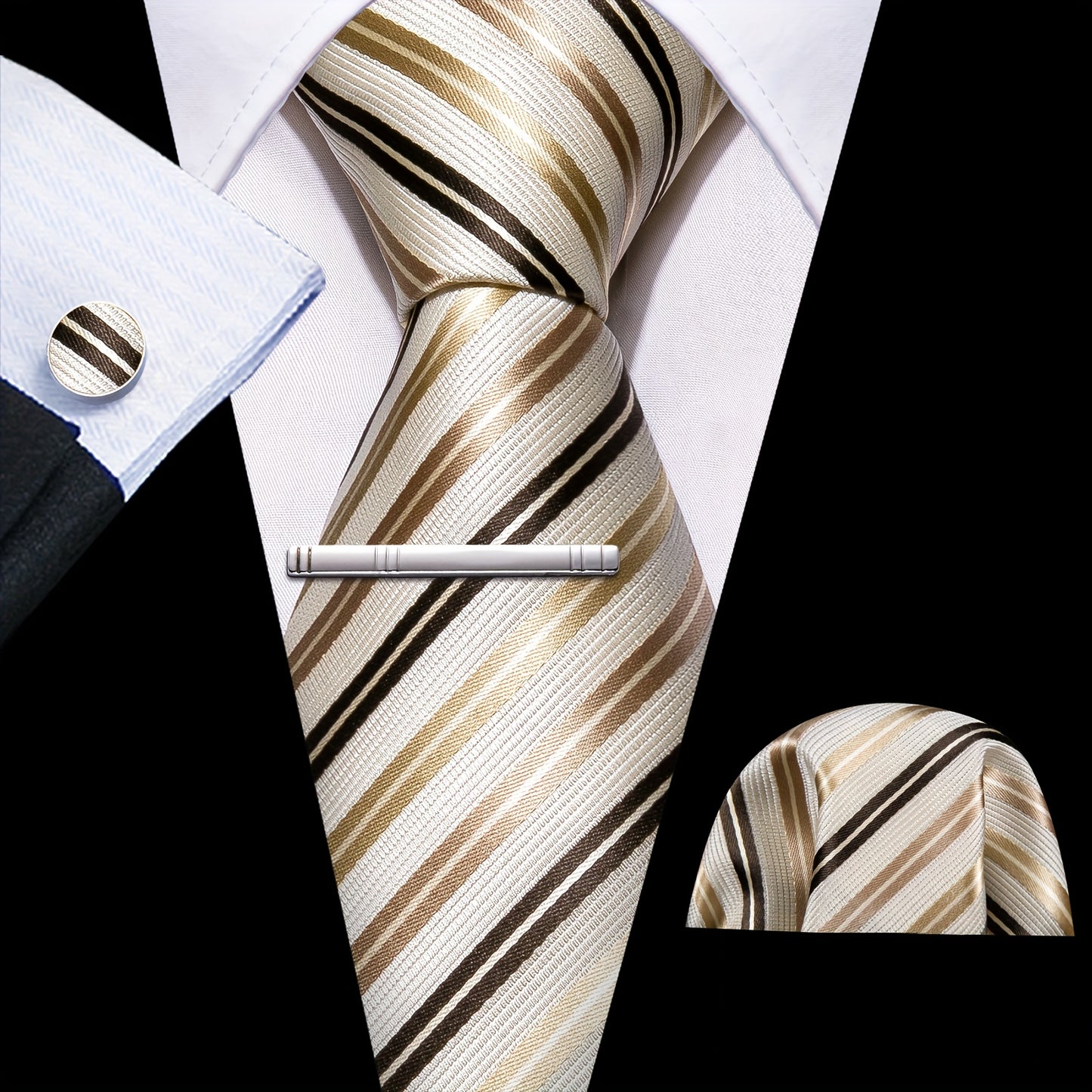 LINEZISEID 3pcs/set Men's Silk Classic Floral Necktie with Hanky And Cufflinks for Business & Wedding, Father's Day Gift, Paisley Ties for Men, Novelty Ties for Men, Special Occasion, Business Attire, Paisley Design, Elegant