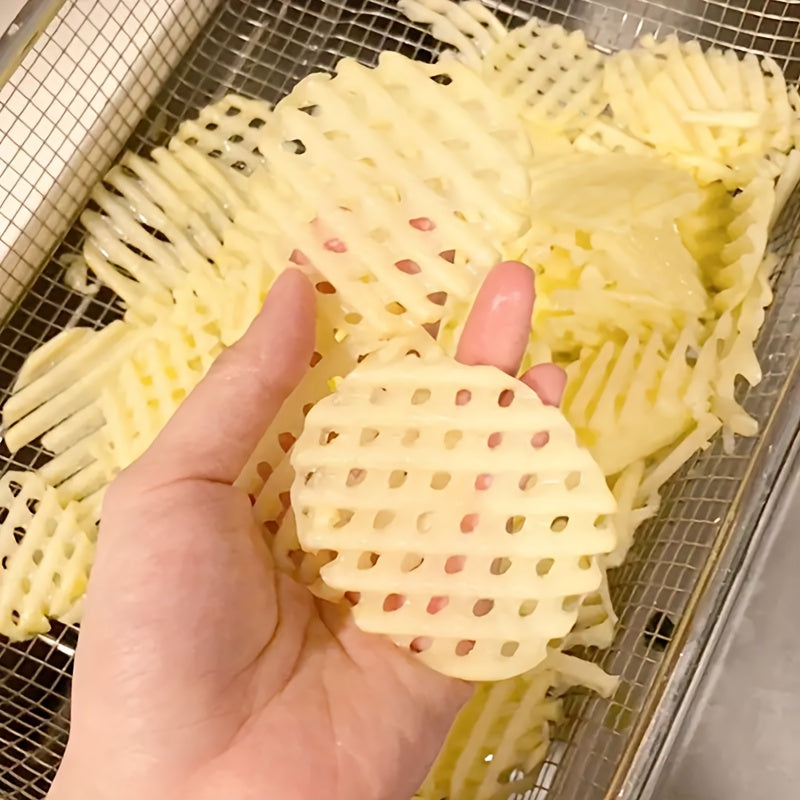 Heavy-Duty Manual Potato Slicer with Recycled Wooden Handle - Heavy Duty Wavy Cutter for perfect French Fries, Potato Chips, Veggie Platters - No Electricity Needed, Easy-Clean Design - Kitchen Gadget for Home & Commercial Us
